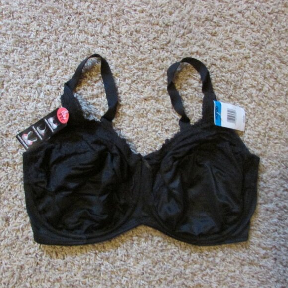 NWT Lilyette The Lily Fit 40DDD Black Underwire Lace Trim Natural Support Bra - Picture 1 of 2